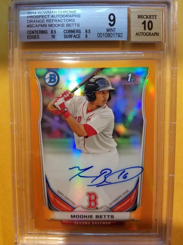 Mookie Betts Autographed 2014 Bowman Chrome Prospects Rookie Card